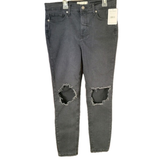 Free People Denim - Women's We The Free Free People Distressed Black Wash Skinny Jeans 30 New Rip